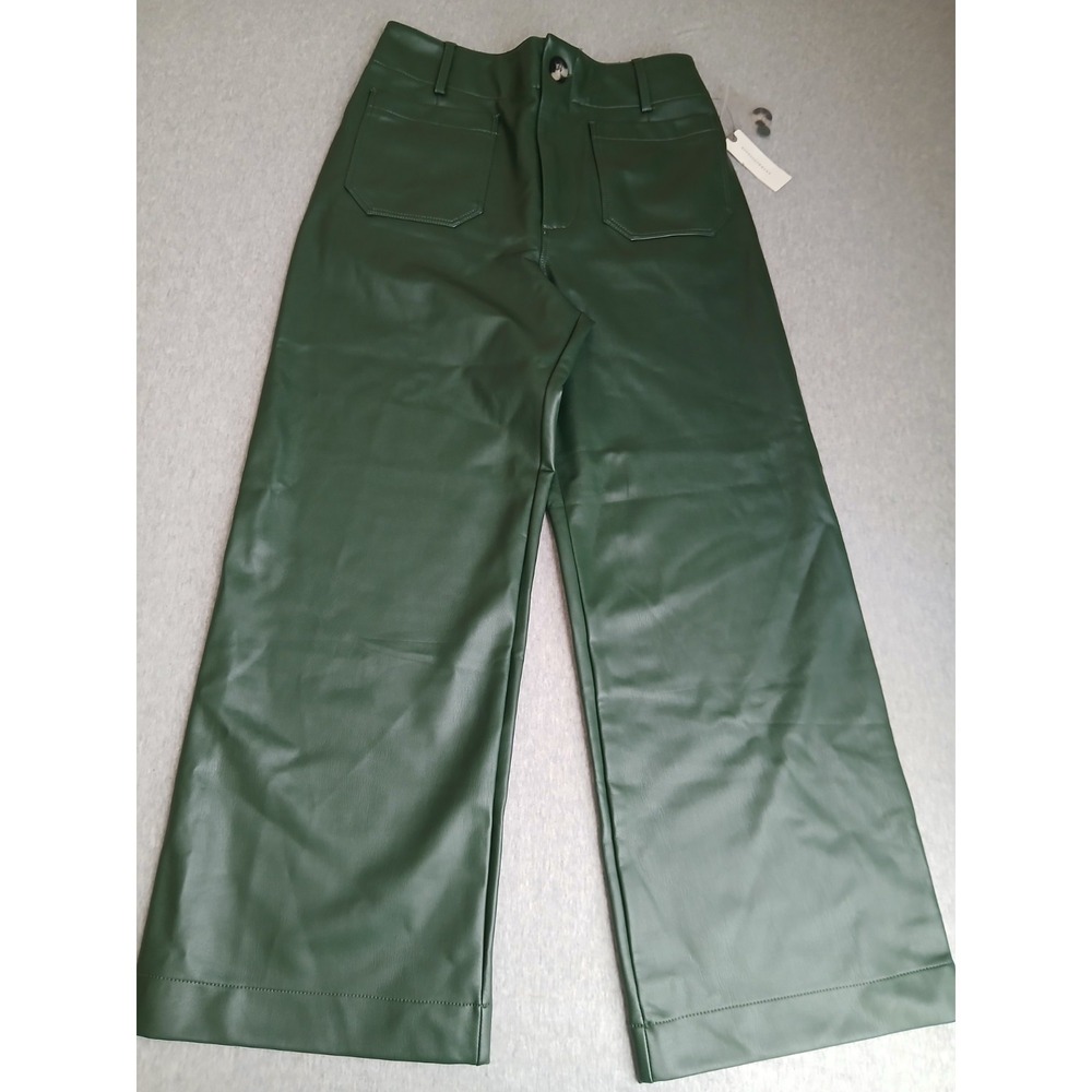 Maeve Colette Pants 28 Wide Leg Faux Leather Anthropologie Preppy New